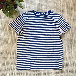 NWOT Club Monaco royal blue white striped pocket tee